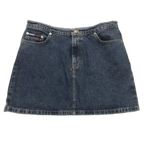 Tommy Hilfiger Denim Mini Skirt 9 M Frayed Waist y2k Urban Preppy Rodeo Fall Ivy